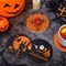 4Pcs Halloween Coasters Orange Black Round Ceramic Coaster Trick